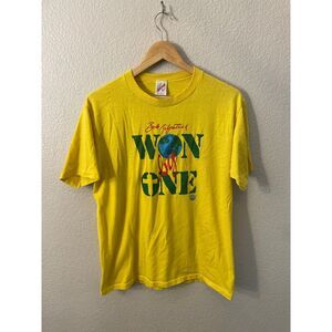 VTG Bob Kilpatrick Won By One Yellow Short Sleeve Shirt Lord Be Glorified Mens M